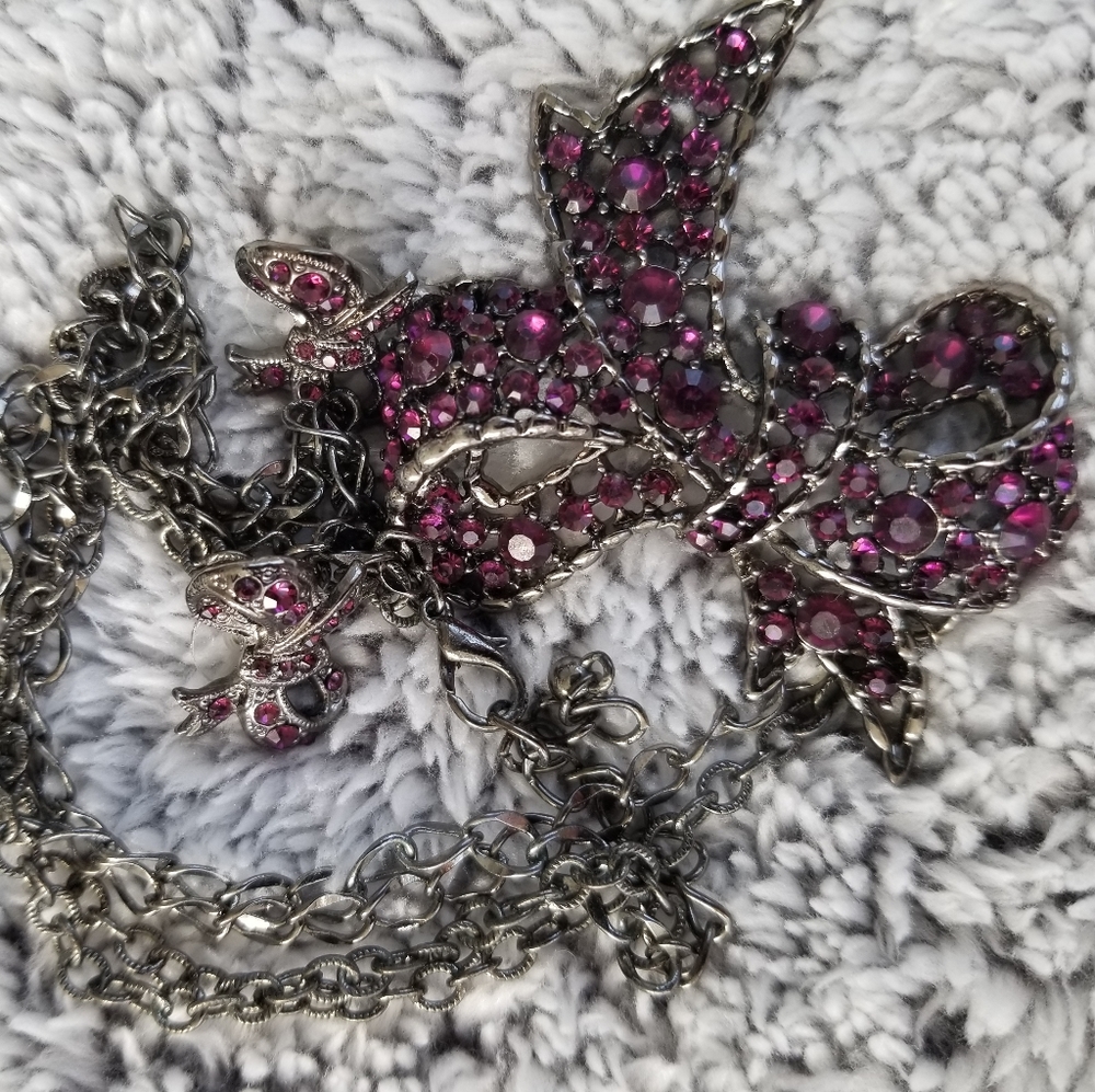 Purple rhinestone bow tie set